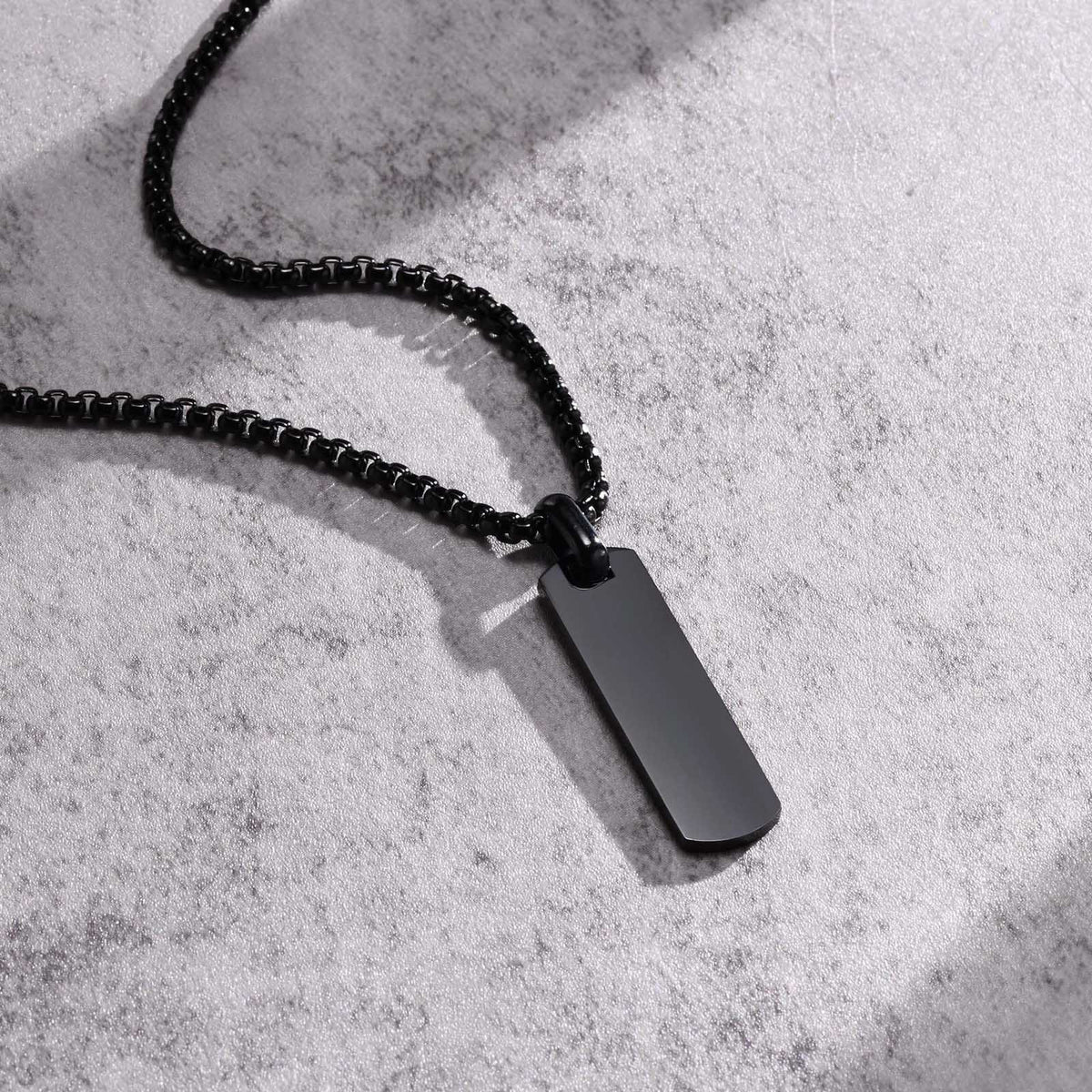 G廠-不鏽鋼光面吊牌黑色吊墜項鍊 刻字金屬 跨境飾品「PN-1864」25.04-3