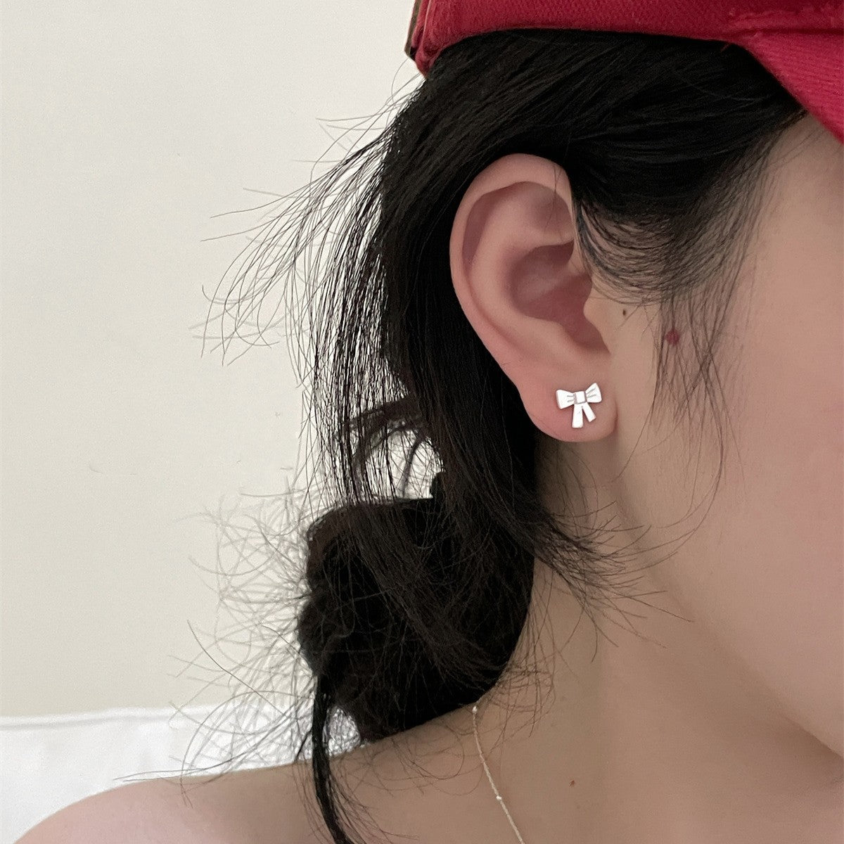 C廠-精緻可愛卡通蝴蝶結耳釘女時尚百搭高級感銀針耳環輕奢高級感耳飾「EH-3748」25.08-4