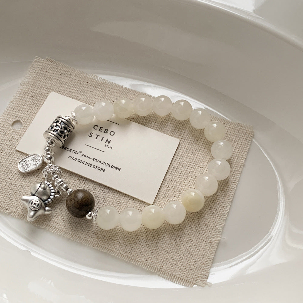 C廠-新中式國風古風2026生肖馬年小馬漢青玉手串S925純銀手鍊「1510」25.11-3