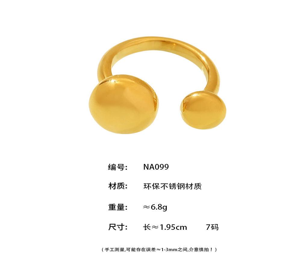 B廠-拼色幾何圓圈開口戒指不鏽鋼18K真金歐美個性流行保色飾品「A099」25.04-2
