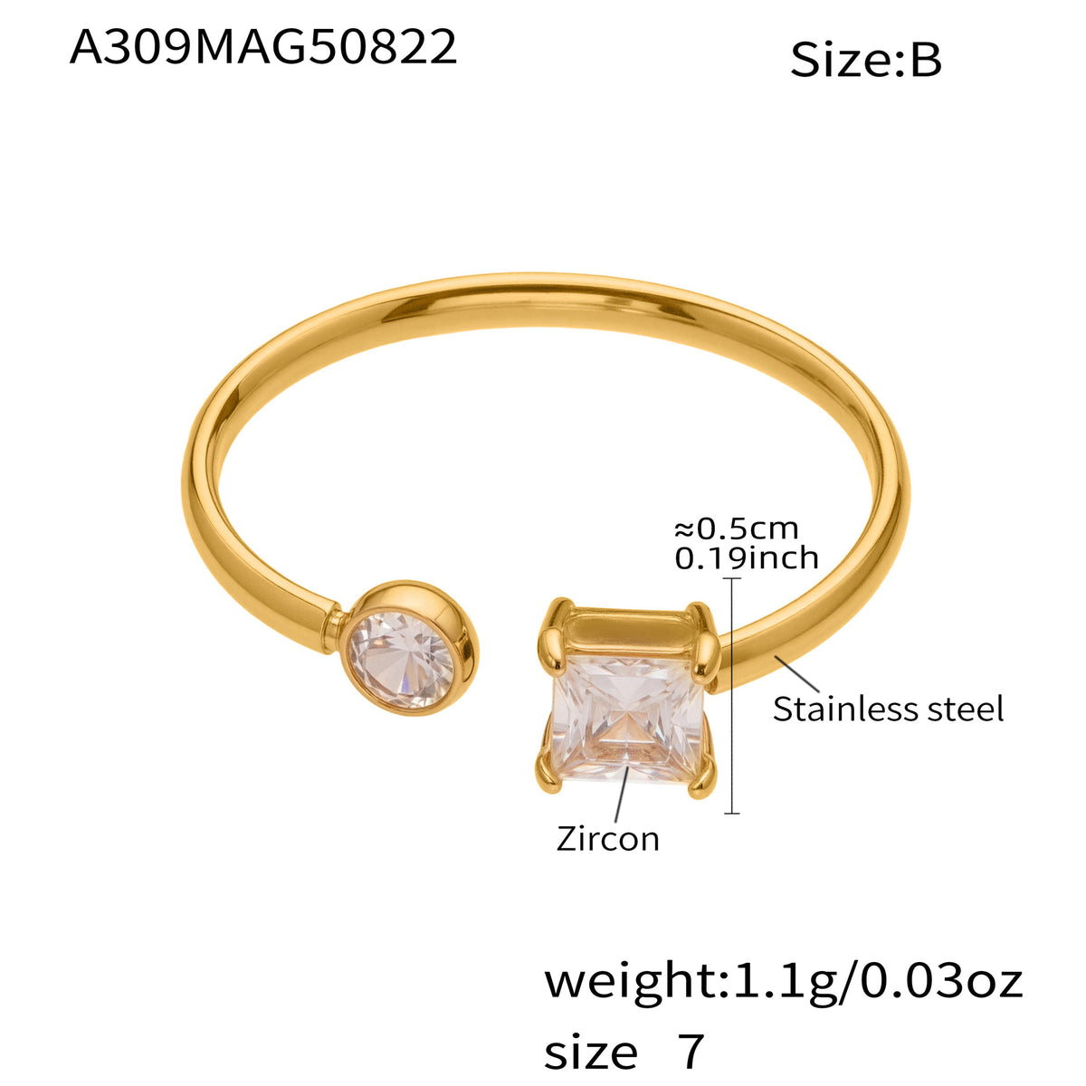 B廠-超閃5A鋯石小鑽尾戒三件套戒指不鏽鋼18k鍍金飾品跨境rings「A309-A312-A313」25.09-4