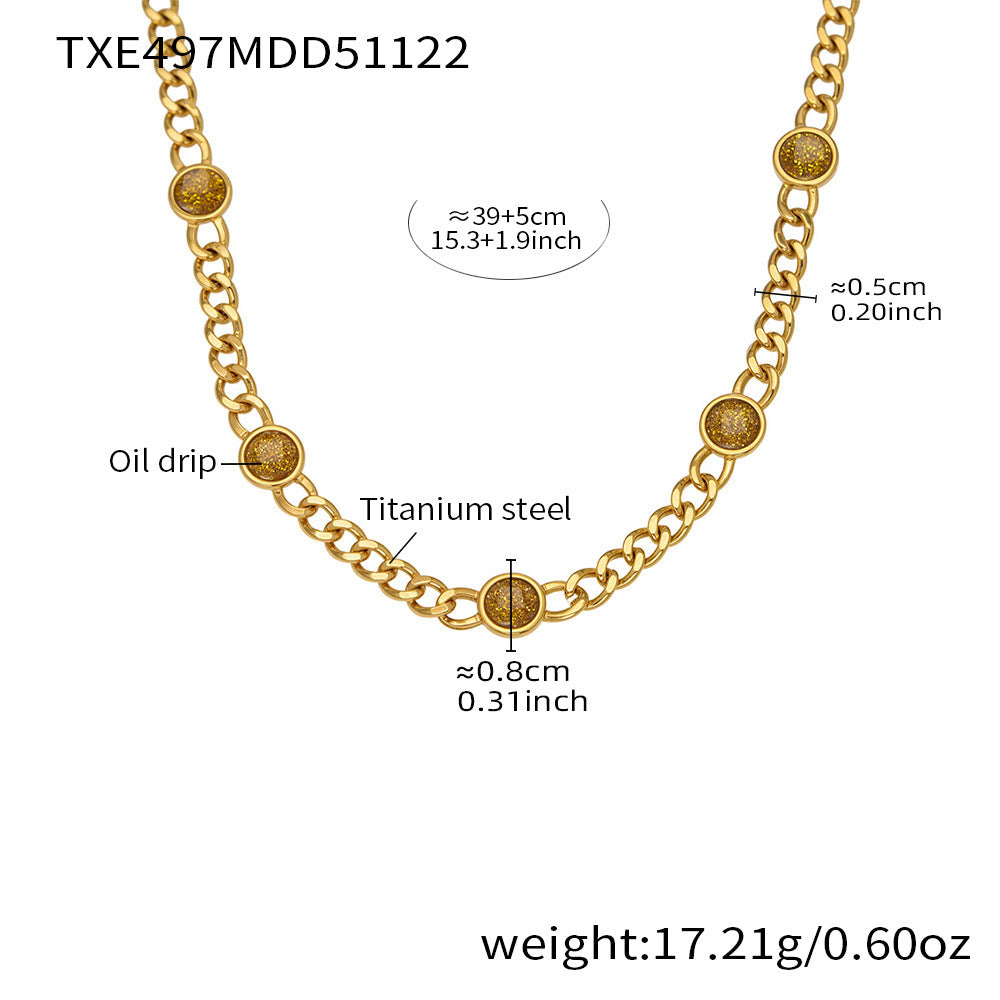 B廠-歐美熱銷款仿珍珠流蘇項鍊手鍊不鏽鋼鍍18k金ins小眾設計首飾套裝「TXP496」25.11-4