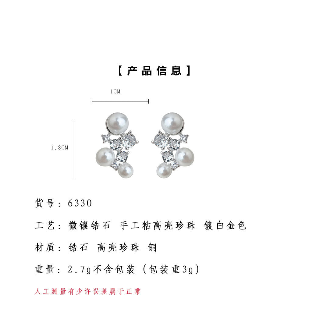 A廠-原創輕奢風微鑲鋯石925銀針星座不規則時尚百搭簡約耳飾耳釘「6330-6331」25.06-4