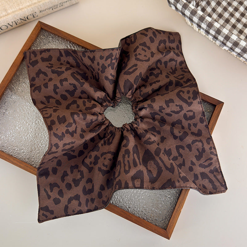 E廠-韓國ins風咖色豹紋拼接大腸髮圈女秋冬氛圍感氣質低馬尾頭繩髮飾「27622」25.11-1