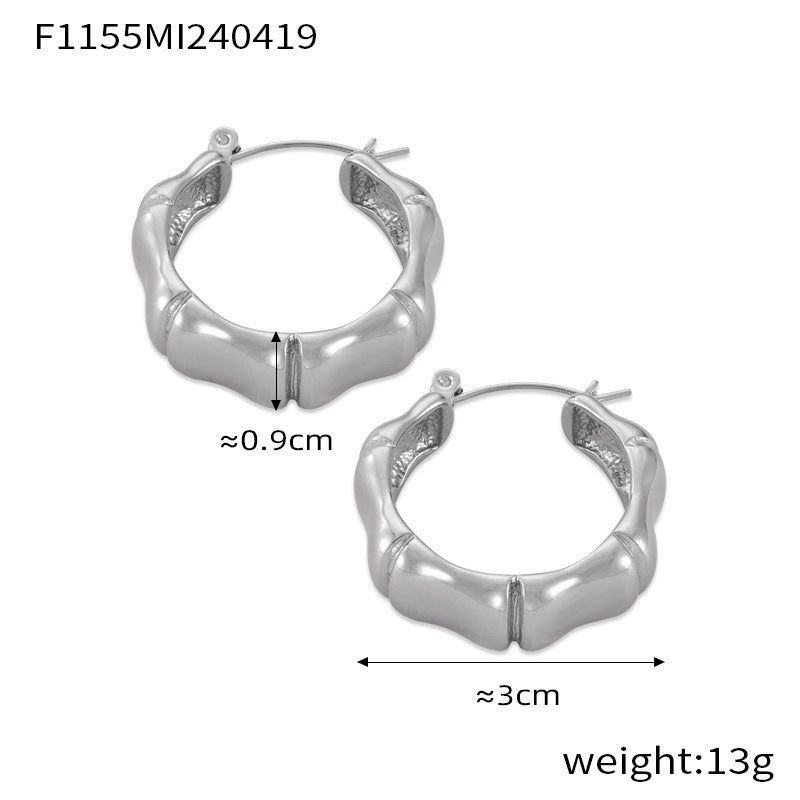 B廠-歐美金屬小眾個性百搭耳釘C型幾何耳環鈦鋼鍍金設計感耳飾套裝女「F1152-65」24.04-4