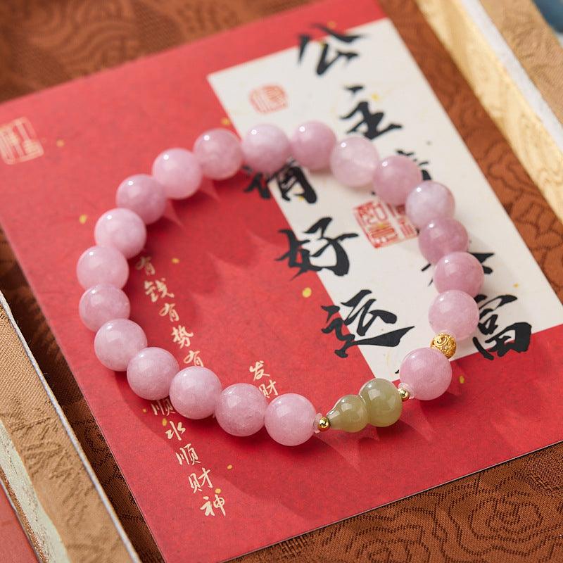 AS廠-小紅書同款仿紫色玉髓和田玉葫蘆手鍊S925銀卷草紋海棠合歡手串批發「SL0810857」25.03-3
