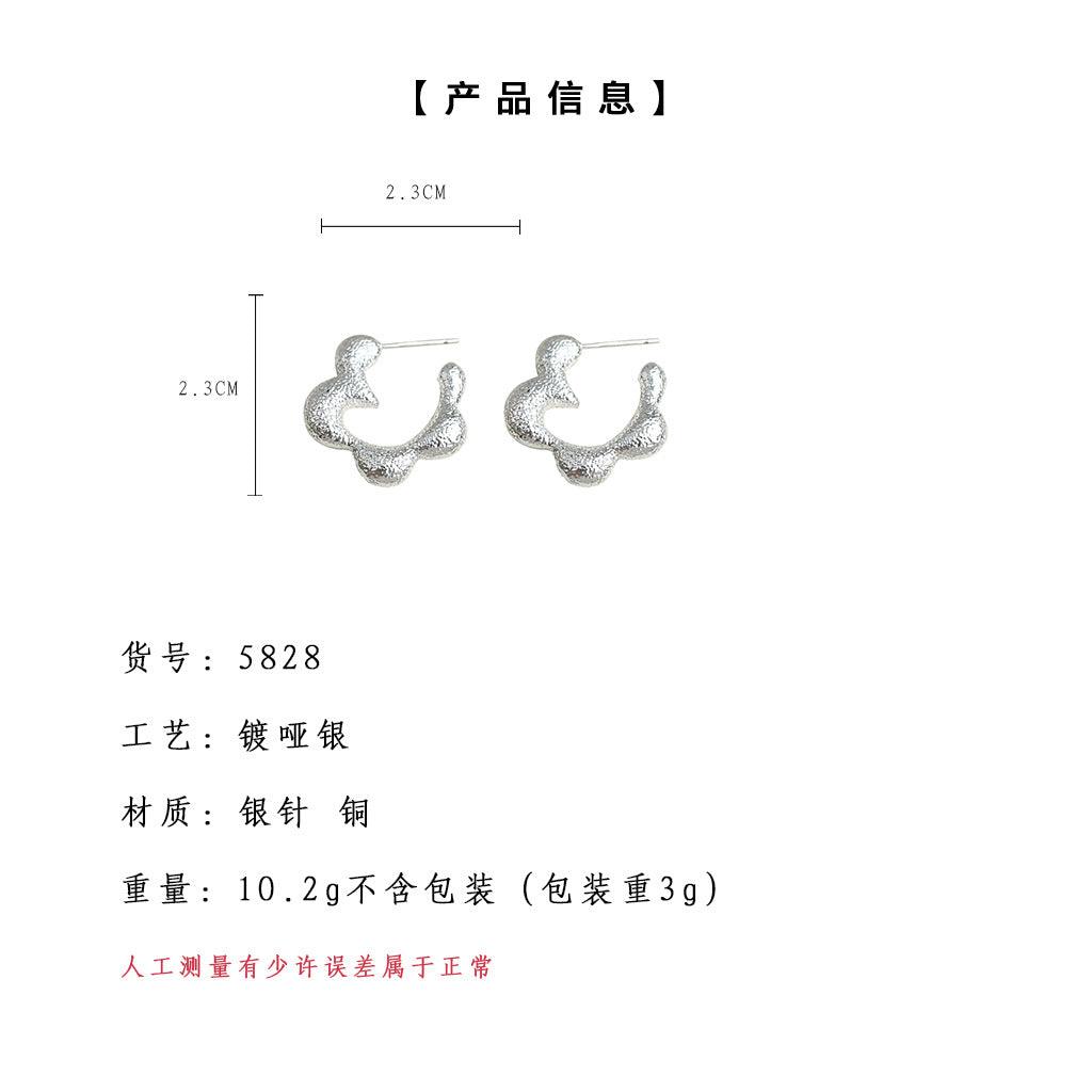 A廠-噴砂質感 清新甜美花朵925銀針耳環氣質優雅日韓2025新款耳環「5828」25.04-2
