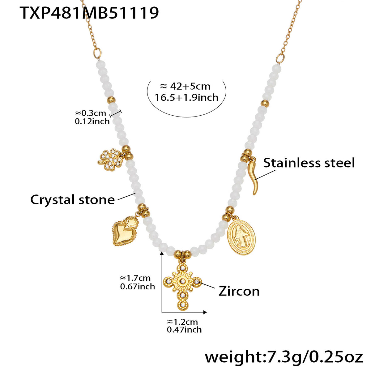 B廠-天然切面水晶石飾品5A鋯石DIY多配件手鍊項鍊不鏽鋼套裝女「TXP481」25.11-4