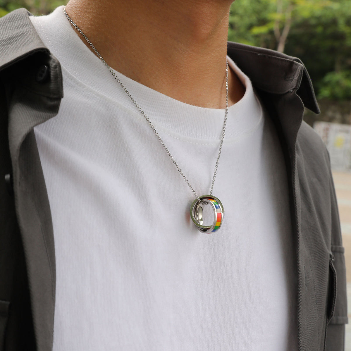 G廠-彩色不鏽鋼吊墜潮流飾品 雙環吊墜批發「PPN-006」25.05-2