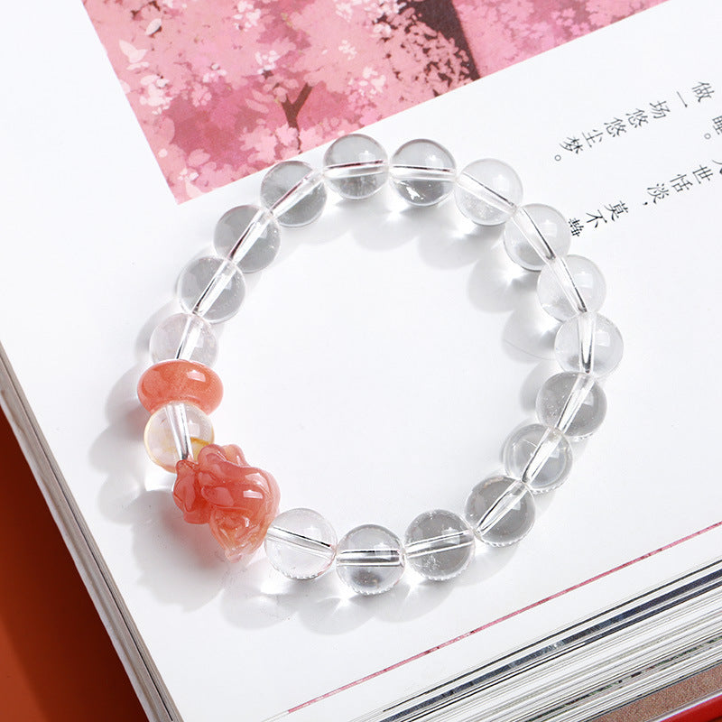 AS廠-喜馬拉雅新款白水晶手鍊女粉嫩鹽源單圈手串飾品個性禮物批發「SL09-01」25.06-2