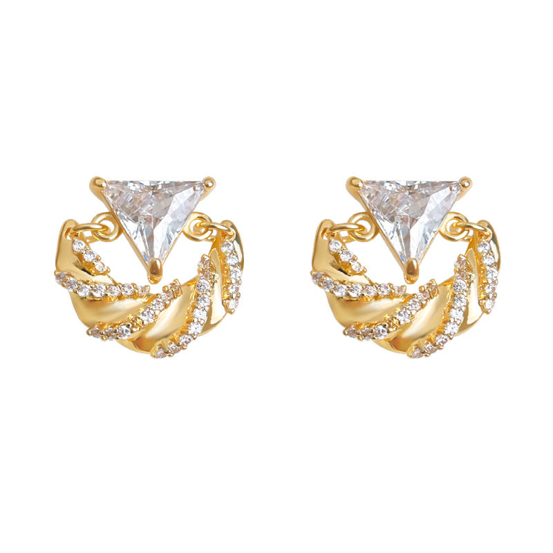 A廠-原創 微鑲鋯石時尚高級感925銀針保色電鍍新款工廠耳環爆款耳飾女 「6989」25.10-5