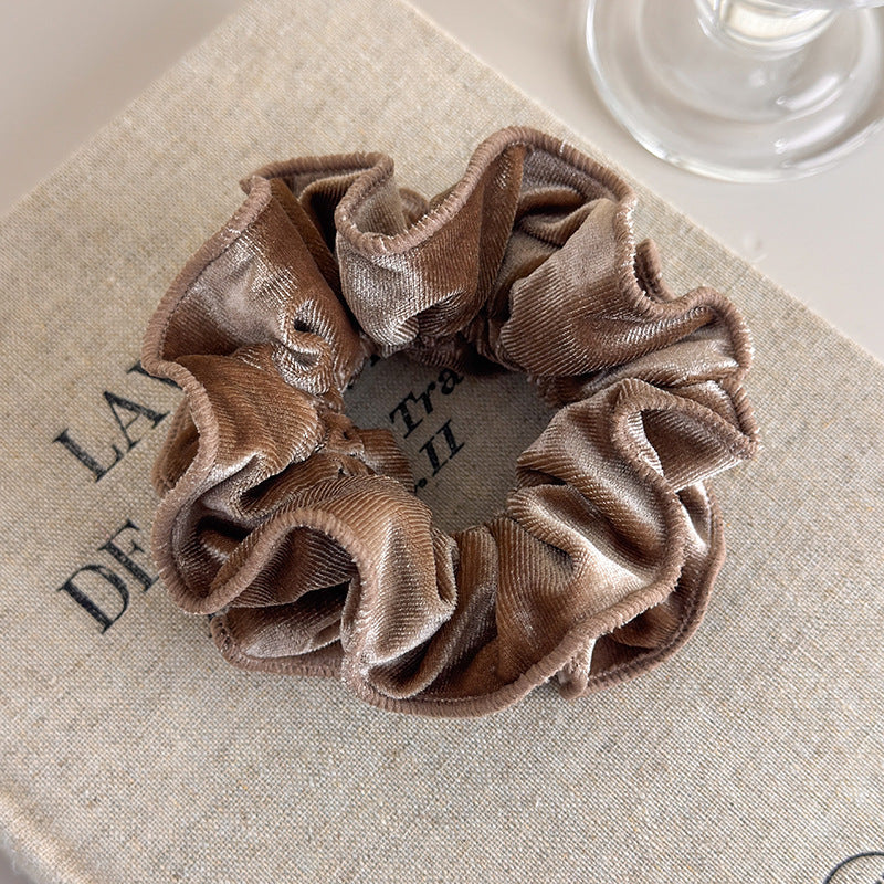 E廠-氣質絲絨木耳邊雙層大腸髮圈女扎頭髮繩低丸子頭繩皮筋髮飾秋冬「26173」25.11-1