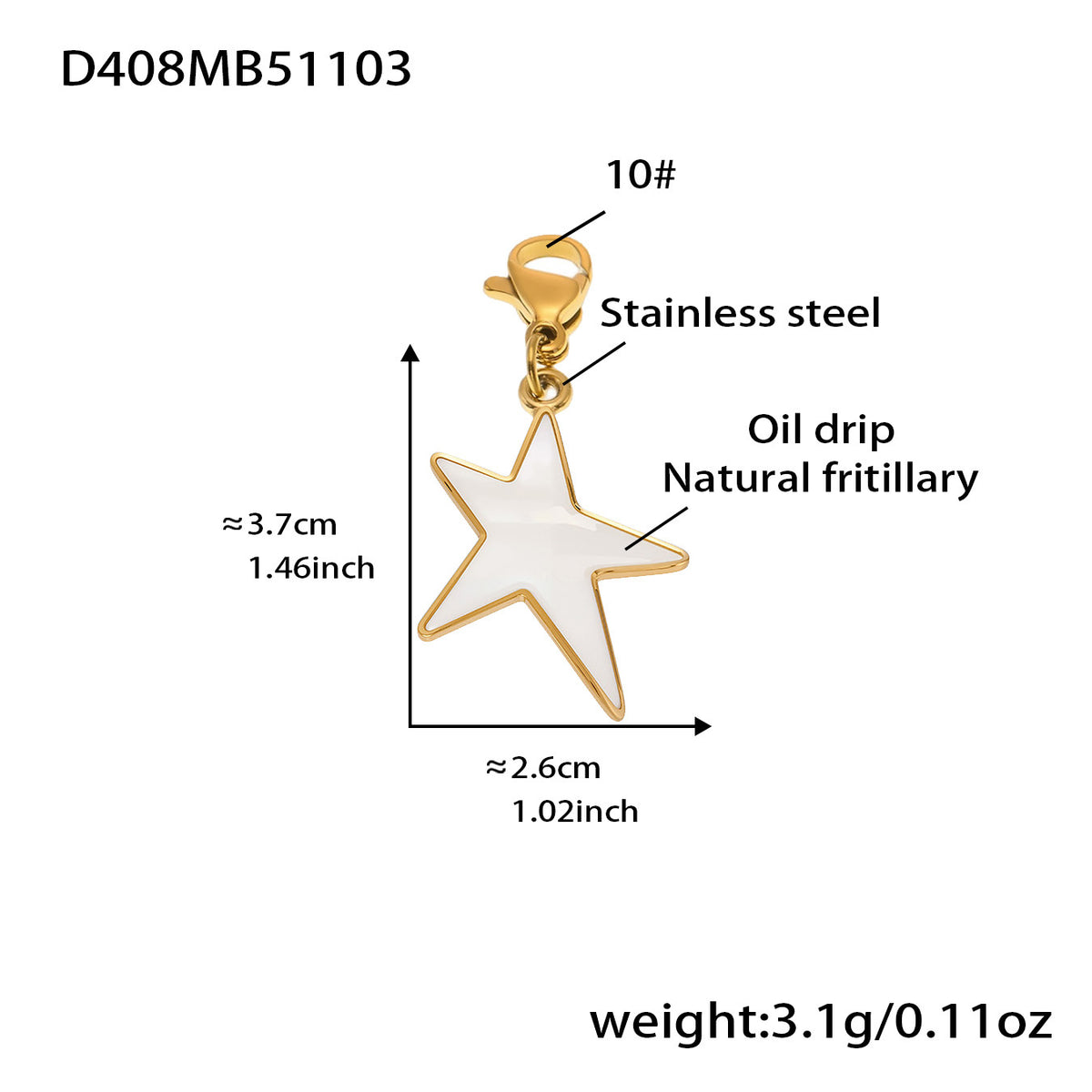 B廠-新款天然貝母滴油大五角星戒指耳環套裝不鏽鋼鍍18k金耳飾「TXF460」25.11-1