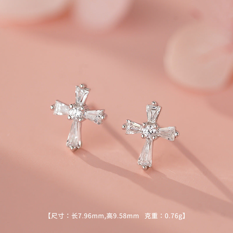 D廠-S999足銀輕奢個性十字架耳環女個性時尚冷淡風免摘耳骨耳飾「YC2153E_3 YC2416E_2 YC2434E_1」25.11-3