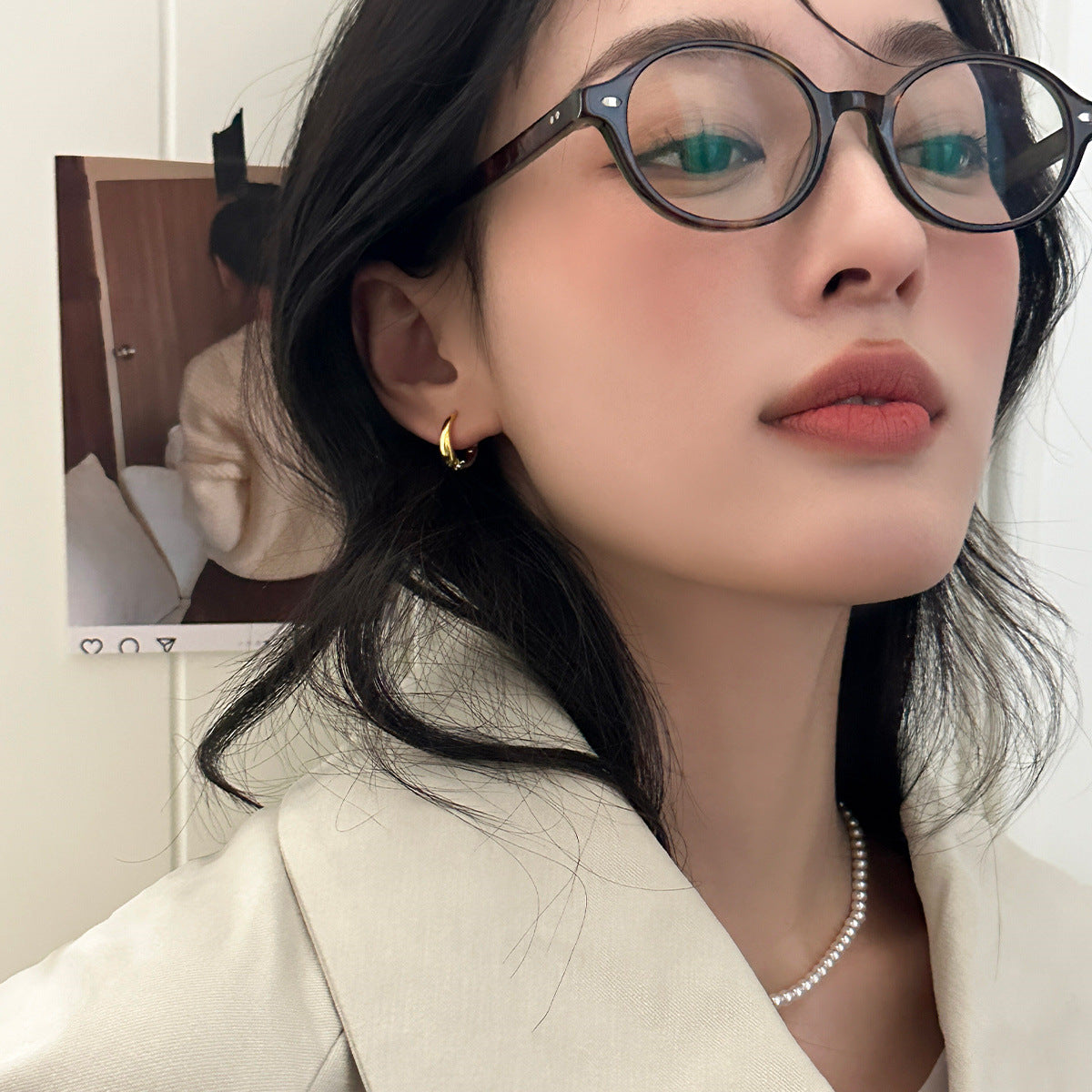 C廠-港風復古金銀撞色耳環女輕奢網紅設計感銀針耳圈百搭氣質新耳扣「EH-3600」25.05-5