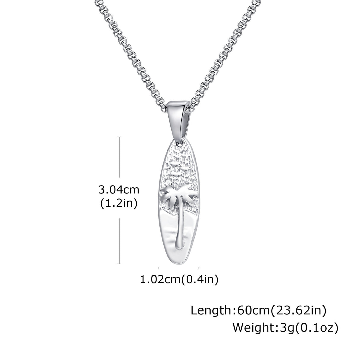 G廠-男士休閒度假風不鏽鋼橢圓椰樹吊墜項鍊 歐美時尚飾品批發「PN-2159」25.10-5