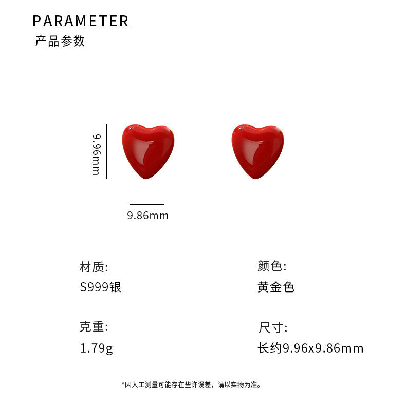 D廠-S999足銀琺瑯愛心耳環法式復古氣質優雅經典個性耳飾批發「YC2304E_1」25.06-4