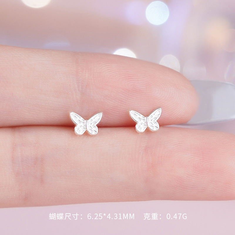 D廠-S999足銀蝴蝶U型螺絲款耳環甜美森系耳線田園風溫柔耳飾「YC2615E_1」25.10-1