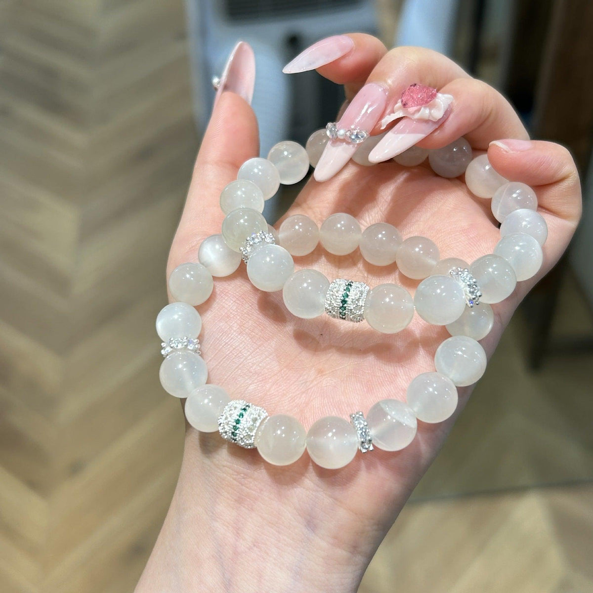 AS廠-新中式天然白月光石手鍊女生氣質百搭個性小眾水晶國潮清冷感「l2009」25.02-1