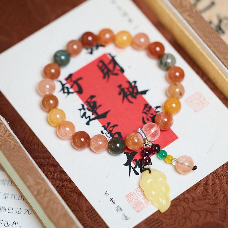 AS廠-明星同款五福多寶水晶手鍊女一葉生財樹葉福祿壽水晶手串禮物批發「SL05-06」25.03-3