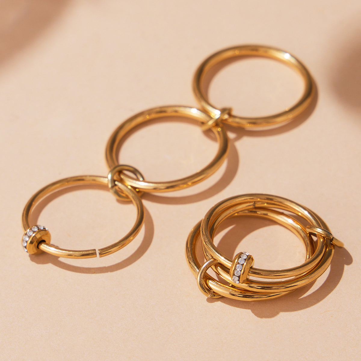 B廠-超閃5A鋯石小鑽尾戒三件套戒指不鏽鋼18k鍍金飾品跨境rings「A309-A312-A313」25.09-4