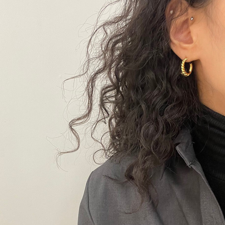 F廠-韓國韓版925純銀耳釘韓風INS極簡編織耳環耳扣銀耳釘女「C874」25.12-1