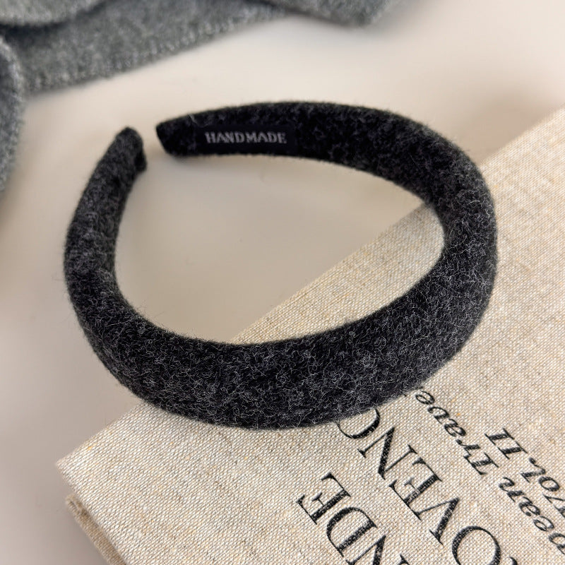 E廠-深色系毛氈髮箍女高顱頂壓髮洗臉頭箍不勒頭防滑髮卡2025新款髮飾「26247-2」25.11-2