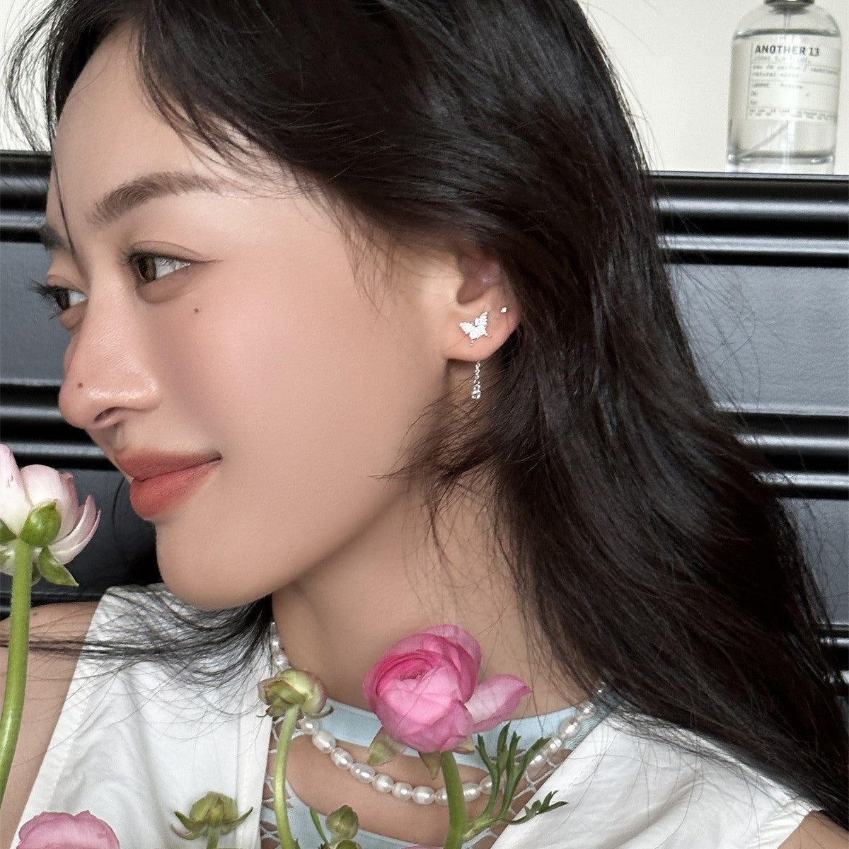 C廠-韓版蝴蝶流蘇耳釘女2025年新款小清新甜美銀針耳墜小眾設計感耳飾「EH-3673」25.06-4