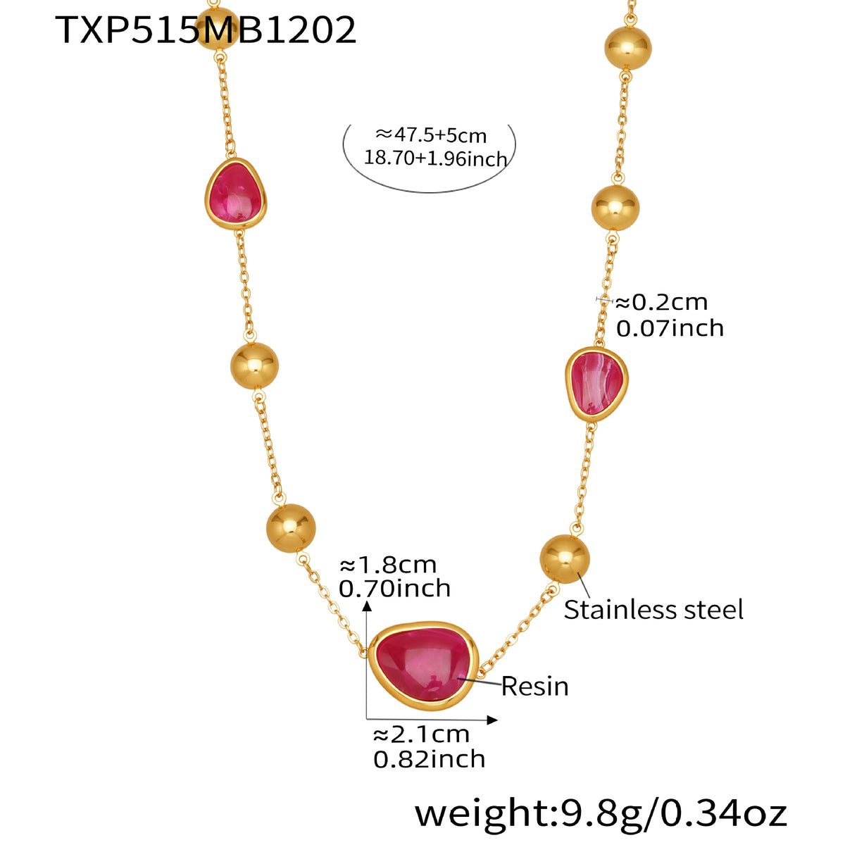 B廠-不鏽鋼彩色樹脂包邊項鍊5A鋯石愛心手鍊多巴胺飾品套裝鍍18k真金「TXP515」25.12-2