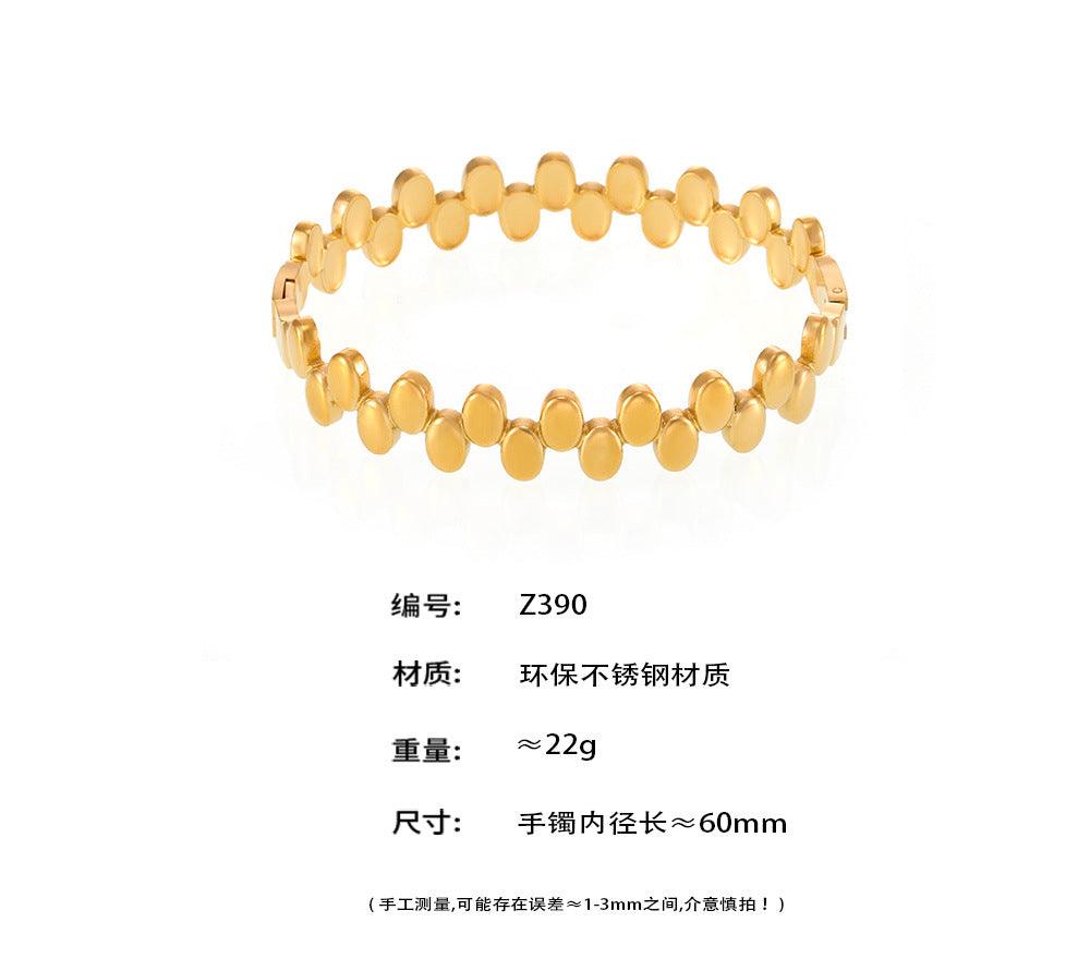B廠-波點卡扣手鐲鈦鋼PVD鍍真金亞馬遜現貨鐲子工廠批發「Z390」25.01-1