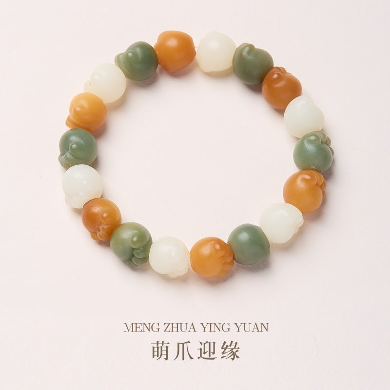 AS廠-天然12MM菩提貓爪手串彩虹多寶多巴胺菩提繞指柔盤完佛珠手串批發「T22-01-3」25.04-4