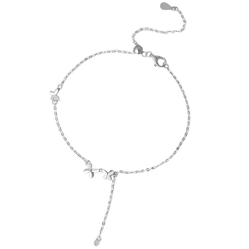 D廠-S925純銀清新蝴蝶結流蘇手鍊甜美風可愛百搭氣質休閒小眾手飾「YC5115SL_1」25.10-5