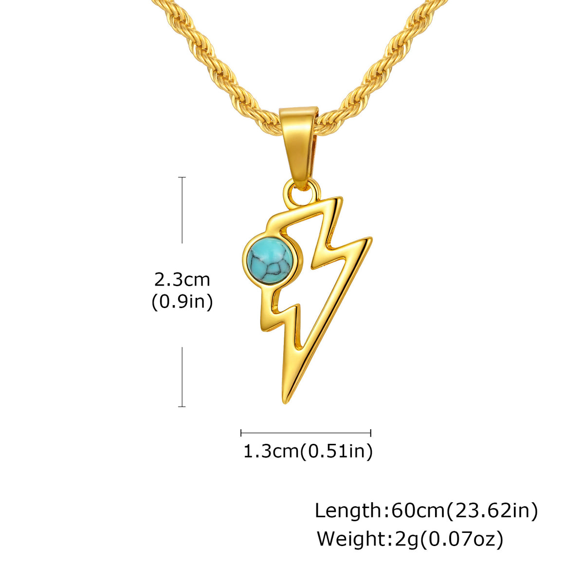 G廠-跨境飾品批發 不鏽鋼鑲天然石閃電吊墜方形珍珠鏈項鍊男款「PN-2202」25.08-2
