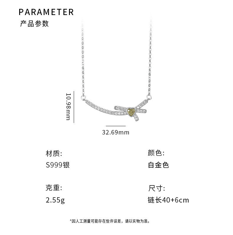 D廠-S999足銀公主微笑蝴蝶結項鍊設計感清新時尚溫柔鎖骨鏈批發「YC2854N_1」25.08-2
