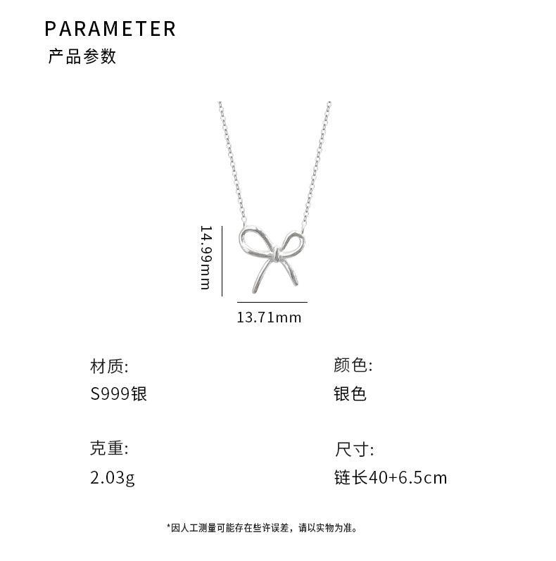 D廠-S925純銀蝴蝶結項鍊小清新甜美風可愛氣質百搭小眾鎖骨鏈批發「YC4012N」24.07-3