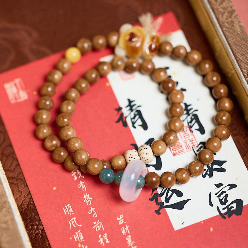 AS廠-天然6MM庫克菩提手串原創設計雙圈蜜蠟可愛小熊手鍊文玩禮物批發「L06200740」25.03-3