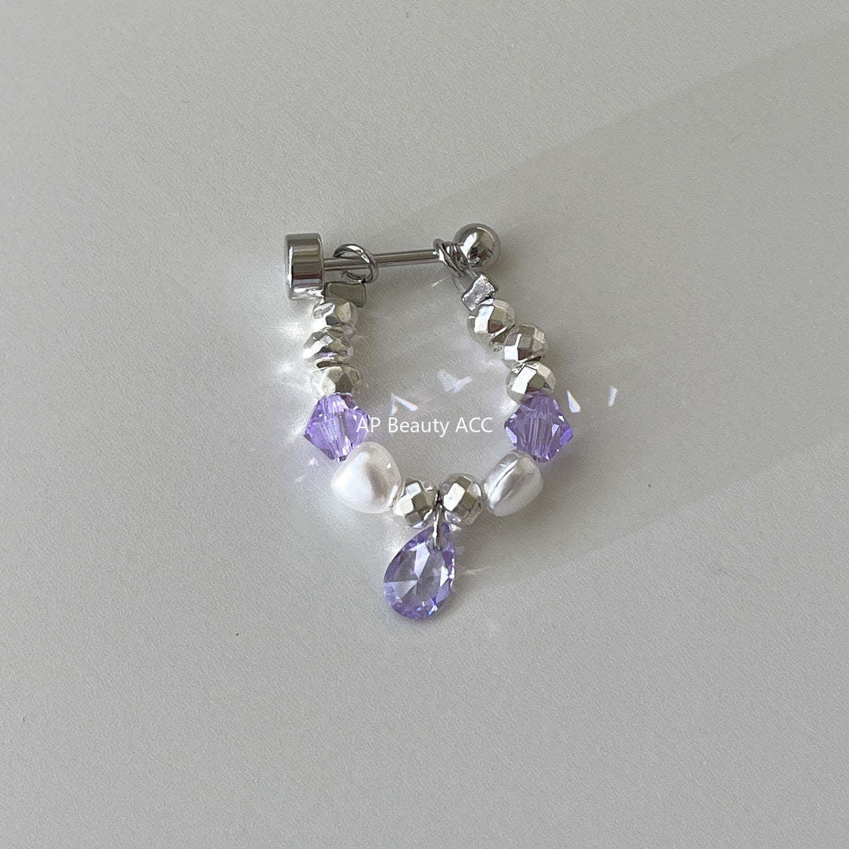 C廠-彩色多巴胺水滴鋯石耳環女輕奢百搭甜美碎銀鈦鋼耳圈精緻秋冬耳飾「EH-4281」25.11-4