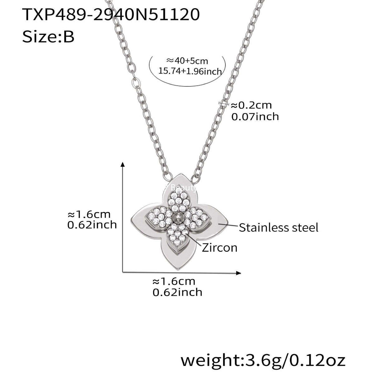 B廠-熱銷新品重十字夾珠鬱金香花朵鑲鋯石滿鑽鎖骨項鍊戒指套裝「TXP489」25.11-4