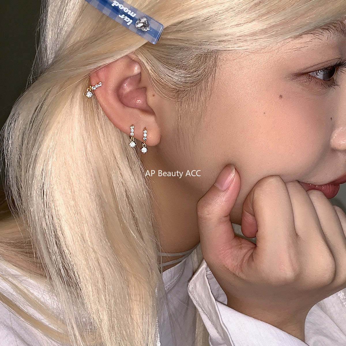 C廠-輕奢氣質氛圍感超閃鋯石耳環女精緻高級感銀針耳扣秋冬時尚耳飾「EH-4348」25.11-4