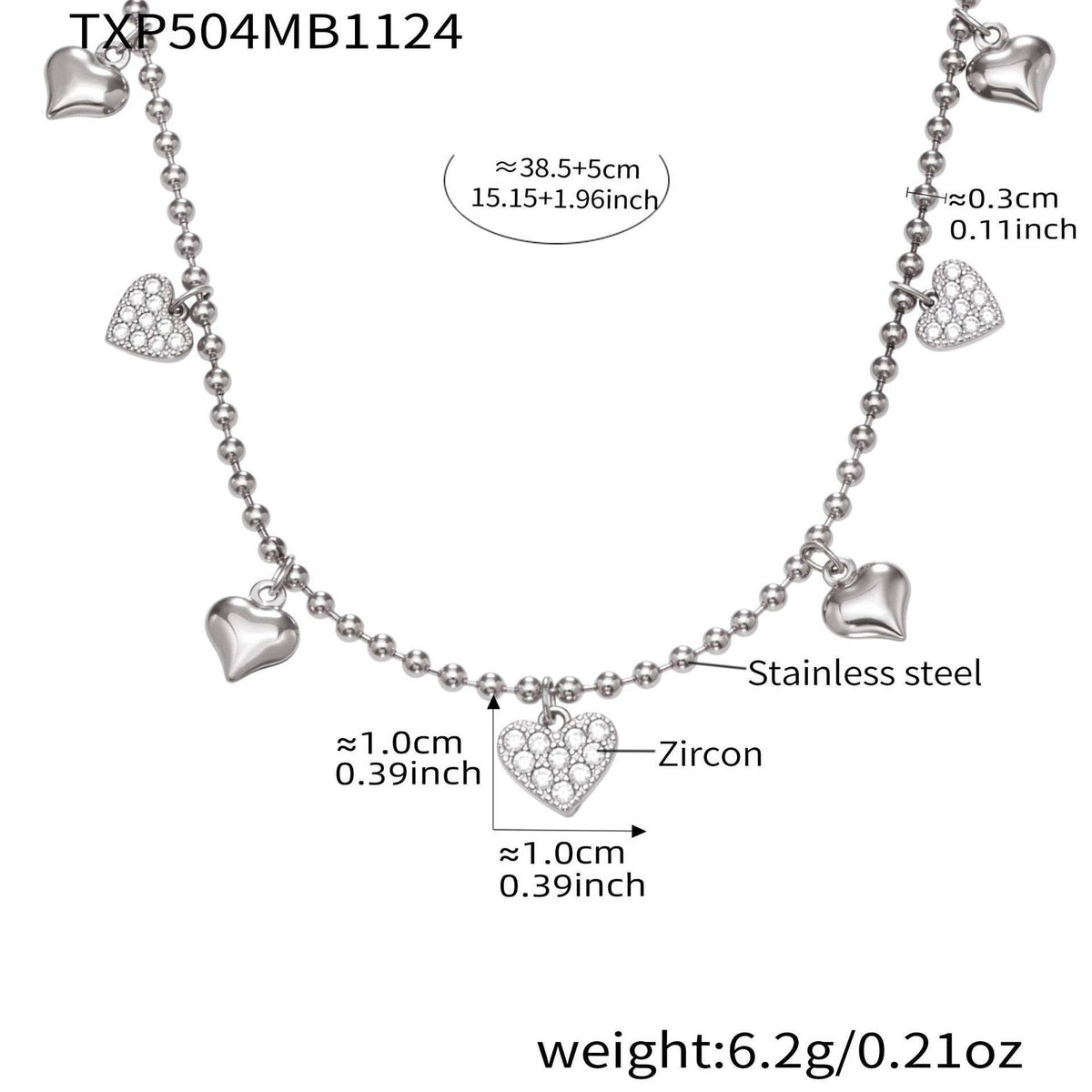 B廠-不鏽鋼愛心滿鑽鋯石吊墜耳環項鍊手鍊腳鏈套裝鍍18k真金歐美潮飾「TXP504」25.11-4