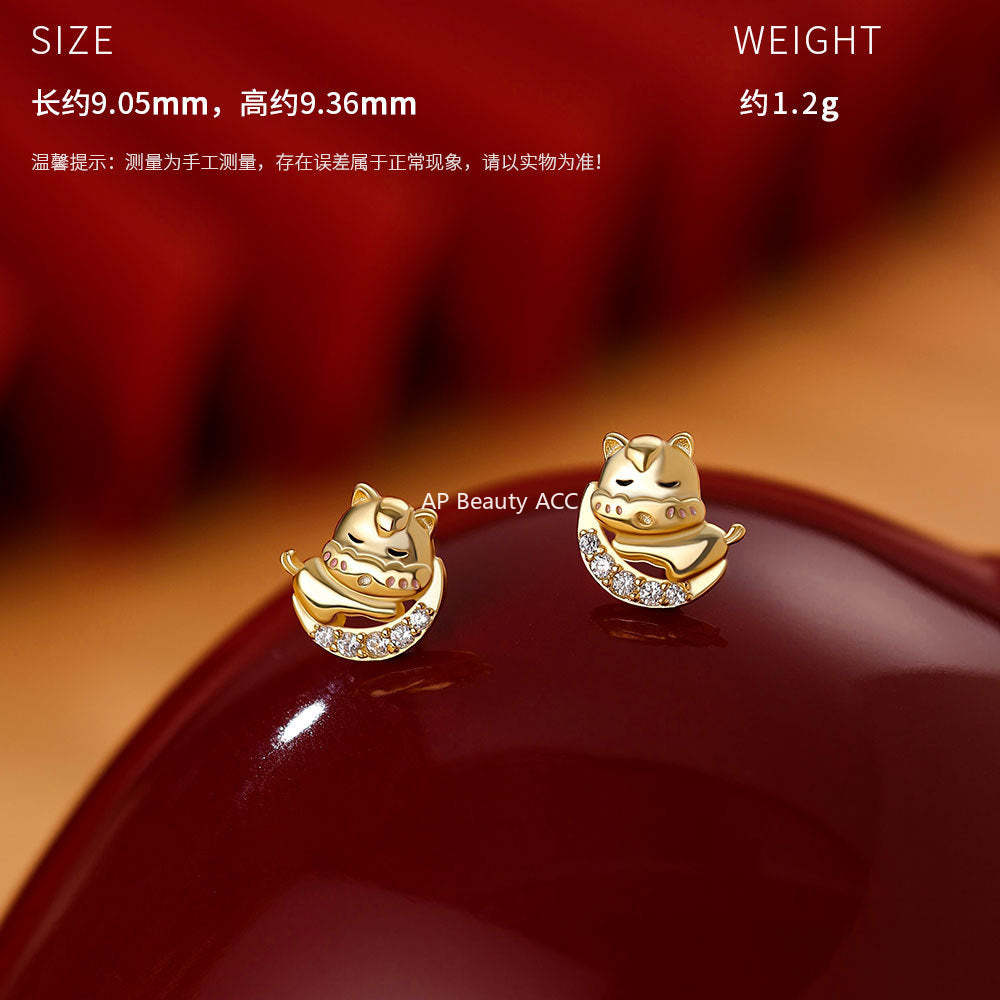 D廠-原創S925純銀月亮小馬項鍊輕奢手鍊本命年耳環新年精緻首飾批發「YC3353N_1 YC7046E_1 YC4915SL_1」25.12-1