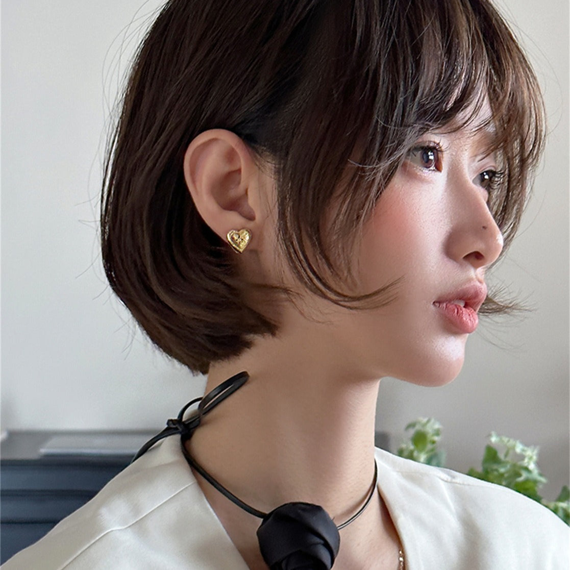 C廠-韓版設計鋯石愛心耳環女時尚精緻輕奢百搭銀針耳扣高級感秋冬耳飾「EH-4013」25.10-1