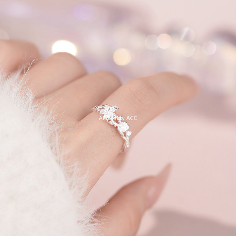 D廠-S999足銀花朵戒指設計感甜美日系溫柔立體溫柔清新小眾手飾「YC4121R_1」25.11-1