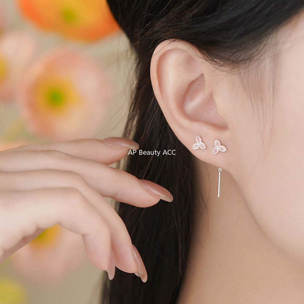 D廠-足銀S999時尚花朵珍珠耳環耳線甜美百搭文藝氣質養耳洞耳飾「YC4125E_1」25.12-1