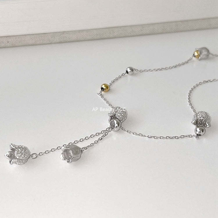 C廠-新中式清冷氣質鈴蘭花項鍊甜美輕奢爆閃鋯石鎖骨鏈高級感秋冬頸鏈「XL-1220」25.12-1