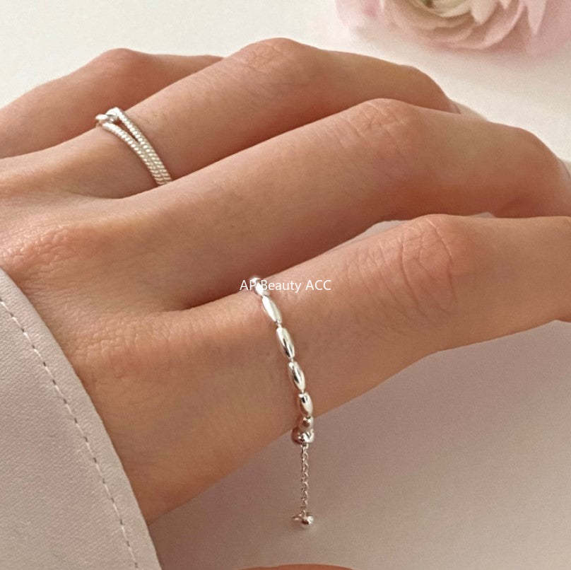 F廠-韓國韓版極簡925純銀 簡約ins潮人同款 橄欖珠戒指「J1621」25.12-1