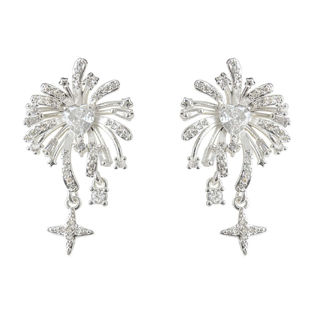 A廠-時尚高級感煙火925銀針芒星流蘇設計感新款耳飾工廠耳環飾品「7022」25.11-1