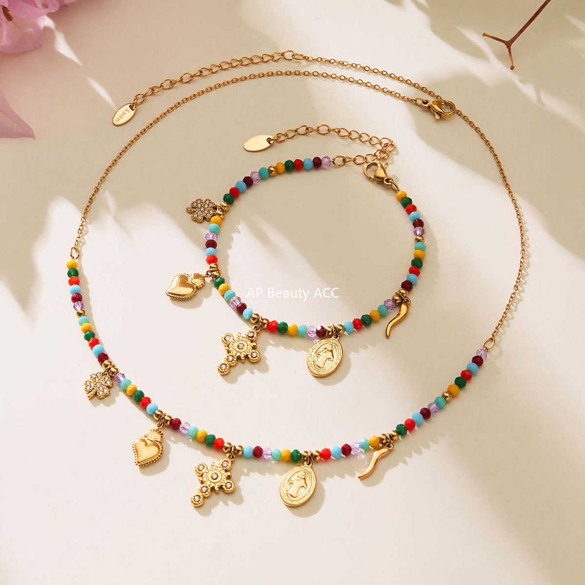 B廠-天然切面水晶石飾品5A鋯石DIY多配件手鍊項鍊不鏽鋼套裝女「TXP481」25.11-4