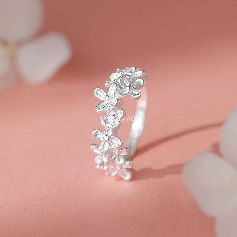 D廠-S999足銀桂花戒指清新森系唯美氛圍感溫柔日常通勤手飾戒指批發「YC3087R_1」25.11-3