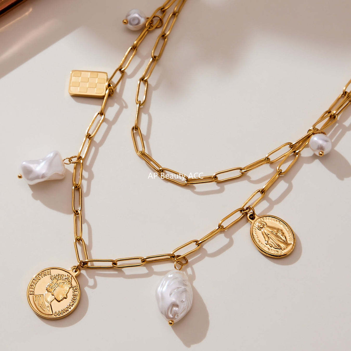 B廠-不鏽鋼異形膠珠圓牌女王DIY多配件珠寶扣手鍊項鍊飾品套裝「TXP456」25.10-5